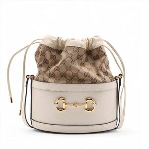 👜 Gucci GG Canvas Horsebit 1955 Shoulder Bag Beige 602118